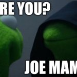 Evil Kermit | WHO ARE YOU? JOE MAMMA- | image tagged in memes,evil kermit | made w/ Imgflip meme maker