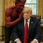 Satan whispering in Donald Trump's ear White House