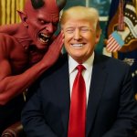 Satan whispering in Donald Trump's ear White House