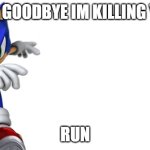 Sonic says | SAY GOODBYE IM KILLING YOU; RUN | image tagged in sonic says | made w/ Imgflip meme maker