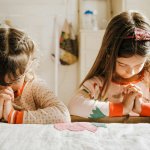 Children two girls praying God Jesus