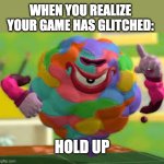 live reaction to glitching | WHEN YOU REALIZE YOUR GAME HAS GLITCHED:; HOLD UP | image tagged in dark crafter wait a minute,video games,glitch | made w/ Imgflip meme maker