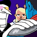 hand on shoulder meme, but with Kris noelle and spamton deltarun meme