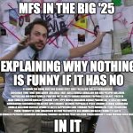 Charlie Conspiracy (Always Sunny in Philidelphia) | MFS IN THE BIG '25; EXPLAINING WHY NOTHING IS FUNNY IF IT HAS NO; 67 FANUM TAX SIGMA MUSTARD SKIBIDI GYATT OHIO TRALALERO TRALALA BOMBARDIRO CROCODILO TUNG TUNG TUNG SAHUR LIRILARILA LIRILÌ LARILÀ BONECA AMBALABU BRR BRR PATAPIM BALLERINA CAPPUCCINA DON POLLO CAVALLO POMPINO FRITTO MISTO BANANA BANANONE PAPPAGALLO VOLANTE PUZZO DI MARE BURRITO DELFINO GORILLO PIZZARINO TOPO TIPPO MUCCA DANZARINA SQUALO PANZONE GATTO GELATINO RANA BOMBARDINO COCCODRILLO VOLANTINO LUPO LINGUINE TACCHINO PAPPAGALLO PESCE LINGUINI SCIMMIA BAMBOLONA CAVALLO BALLERINO UCCELLO SPAGHETTI RATTO CAPPUCCINO CANE TORNADO POLPO MANDOLINO TIGRE ZUCCHERINA PANDA TROMBETTA LEONE GHIACCIATO DELFINO PASTAFRITTO OCA BOMBOLINO GALLO TROMBETTO GATTO PISTACCHIO CONIGLIO PIZZICATO SCIMMIONE MARINARA PINGUINO SALTATORE PESCE GELATINO PORCO ROMBANTE RANA MERINGA ORSO BISCOTTINO RIZZ; IN IT | image tagged in charlie conspiracy always sunny in philidelphia | made w/ Imgflip meme maker