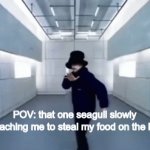 Average beach experience | POV: that one seagull slowly approaching me to steal my food on the beach | image tagged in gifs,relatable | made w/ Imgflip video-to-gif maker