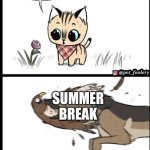 Brutus and pixie | SCHOOL; SUMMER BREAK | image tagged in brutus and pixie | made w/ Imgflip meme maker