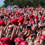 MAGA red hat crowd mob Trump autocracy authoritarian meme