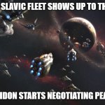 Slavic 9th Militia Fleet | WHEN THE SLAVIC FLEET SHOWS UP TO THE HARBOR; EVEN POSEIDON STARTS NEGOTIATING PEACE TERMS | image tagged in slavic 9th militia fleet,slavic fleet,slavic lives matter | made w/ Imgflip meme maker