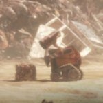 wall-e staring at trash