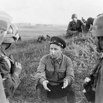Nazi officers interrogate a captured Soviet template
