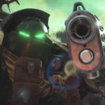 space marine pointing gun at you