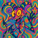 Blitzo from helluva boss ai generated phycadelic