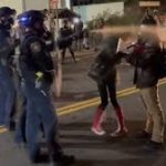 Cop Pepper Spray Rioter ICE