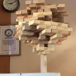 Upside down Jenga pyramid
