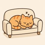 Cute sleeping cat on a couch