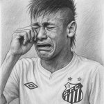 o neymar com a camisa do santos chorando