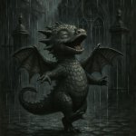 Little Dragon dancing In the rain