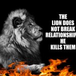 The lion | THE LION DOES NOT BREAK RELATIONSHIPS, HE KILLS THEM | image tagged in the lion | made w/ Imgflip meme maker