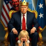 donald Trump Satan  Demon Evil little girl crying leash