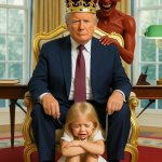 donald Trump Satan  Demon Evil little girl crying leash