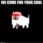 he's come for your soul | IVE COME FOR YOUR SOUL | image tagged in annoying dog undertale | made w/ Imgflip meme maker