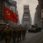 Communist army entering New York City