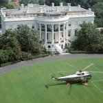 Marine One helicopter landing at White House South Lawn