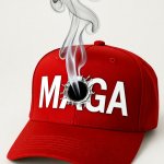 Smoking bullet hole MAGA hat