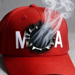 Smoking bullet hole MAGA hat