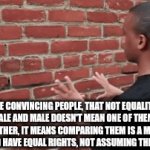 Let's fire them up | ME CONVINCING PEOPLE, THAT NOT EQUALITY BETWEEN FEMALE AND MALE DOESN'T MEAN ONE OF THEM IS SUPERIOR TO ANOTHER, IT MEANS COMPARING THEM IS A MISTAKE, THEY SHOULD HAVE EQUAL RIGHTS, NOT ASSUMING THEY ARE EQUAL | image tagged in gifs,memes,funny | made w/ Imgflip video-to-gif maker