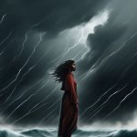 Woman in a storm template