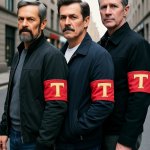 Trump MAGA armbands "T" red authoritarian fascist meme