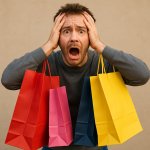 man desperate for shopping