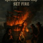 The Pilgrims spiritual freedom ship SET FIRE in the harbor BY 2
