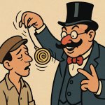 Un burges hiponitzant a un obrer sobre (el text ja el ficare jo