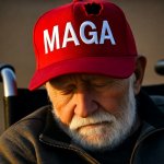 Old Man MAGA   asleep wheelchair hole in hat