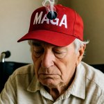 Old Man MAGA   asleep wheelchair hole in hat
