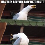 YEAH BABYYYYYYY | ME SCROLLING YOUTUBE; SEES A VIDEO CALLED THE 3DS HAS BEEN REVIVED, AND WATCHES IT; IT'S BACKKKKKKKKK | image tagged in memes,inhaling seagull,3ds,its true,mod | made w/ Imgflip meme maker