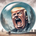Trump, Bubble Boy who hates facts evidence information reality meme