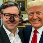 Brown-nosed Speaker Mike Johnson with President Donald Trump meme