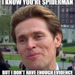 you know, im somewhat of a scientist myself | I KNOW YOU'RE SPIDERMAN; BUT I DON'T HAVE ENOUGH EVIDENCE | image tagged in you know im somewhat of a scientist myself | made w/ Imgflip meme maker