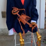 Halloween gold skeleton orange pumpkin demon