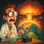 nerd accidentally blowing up the world