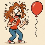 A female spaz afraid of a balloon popping
