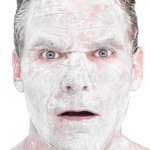 shocked flour guy saying bruh meme