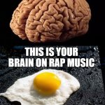 Rap Music is Making People Dumb | THIS IS YOUR BRAIN; THIS IS YOUR BRAIN ON RAP MUSIC | image tagged in this is your brain | made w/ Imgflip meme maker