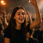 Ein Mädchen 16 Jahre alt bei einem Konzert