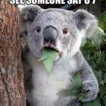 6 7 is cringe. | EVERYONE WHEN THEY SEE SOMEONE SAY 6 7 | image tagged in memes,surprised koala,i am not garfieldfan8497 | made w/ Imgflip meme maker