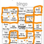 bingo in the shape of my icon!!!! | bingo; CatQueenAxolotl's; has been to europe; has never had a BF/GF; likes to sing; likes cooking; has 4 or more pets; does not have a food allergy; is part European; addicted to Imgflip; loves holidays; has a crush; lives in the city; can't wait for summer; is not done with the bingo; hates everybody; has a winter B-day; wants the weather to make up it's mind already; has a spring B-day; has 2 cats; has a fall B-day; is in performing arts; hates lasagna; rides a motercycle; is a teen; lives in U.S.A. | image tagged in blank bingo,icons | made w/ Imgflip meme maker