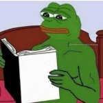 Pepe frog reading book